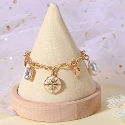 Imitation Pearl & Sun & Skeleton Key Charm Bracelet with Cable Chains&nbsp;JB782A
