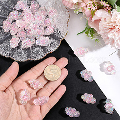 35 個の UV メッキレインボー虹色アクリルビーズ  ツートン  ブドウ  ピンク  25x16x14mm  穴：3.7mm&nbsp;PACR-PA0001-23A