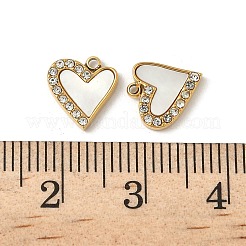 304ステンレススチールラインストーンシェルペンダントイオンプレーティング（IP）  ハート  18KGP本金メッキ  9x9x2mm  穴：1.2mm&nbsp;STAS-V015-19G