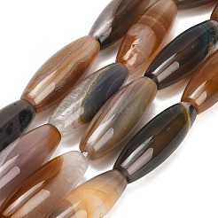 天然石瑪瑙ビーズ連売り  ライス  40.5~41.5x14~14.5mm  穴：1.2mm  約9個/連  15.20''~15.55''（38.6~39.5センチメートル）&nbsp;G-L654-G20-01D