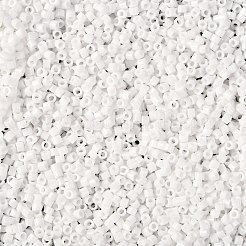 シリンダーシードビーズ  不透明色の光沢  均一サイズ  ホワイト  2x1.5mm  穴：0.8mm  約40000個/袋  約450 G /袋&nbsp;SEED-H001-H24