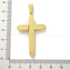 PVD真空メッキ304ステンレスペンダント  クロスチャーム  宗教  ゴールドカラー  46.5x29x5mm  穴：8.8x4mm&nbsp;STAS-Z080-07G