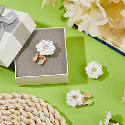 合金カフスボタン6個  花  ライトゴールド  ホワイト  24.5~25x13mm  穴：10.5x6mm&nbsp;FIND-PH0038-34C