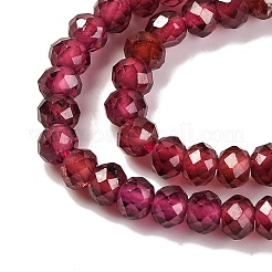 天然石ガーネットビーズ連売り  多面カット  ロンデル  パープル  3x2mm  穴：0.8mm  約175個/連  15.35インチ（39cm）&nbsp;G-F770-D02-02