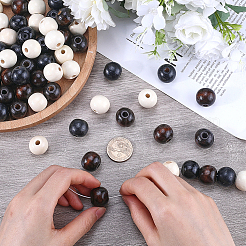 90Pcs 3 Colors Natural Wood European Style Beads&nbsp;OPDL-GF0001-01