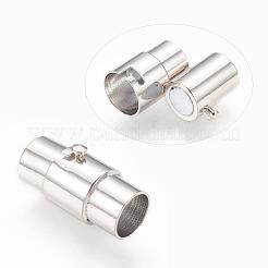 真鍮製ロッキングチューブマグネットクラスプ  コラム  プラチナ  17x7~8mm  穴：6mm&nbsp;MC076