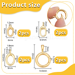 8Pcs 4 Styles Brass Spring Gate Rings&nbsp;KK-OC0001-76