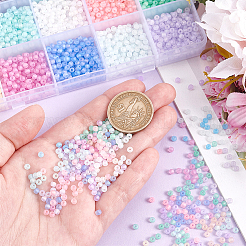 150G 15 Colors Transparent Frosted Glass Round Seed Beads&nbsp;GLAA-PH0003-08