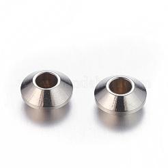 変色防止201ステンレススチールバイコーンスペーサービーズ  ステンレス鋼色  6x3mm  穴：2.5mm&nbsp;STAS-Q174-01