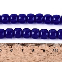 ジェイド風ガラスビーズ連売り  コラム  ダークブルー  9.5~10x8mm  穴：1~1.2mm  約45~49個/連  14.17~16.14インチ（36~41cm）&nbsp;GLAA-Q106-02A-A04