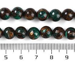 天然マラカイトとブロンズ石のビーズ連売りを組み立てたもの  ラウンド  8.5mm  穴：1.2mm  約50個/連  16.14''（41センチメートル）&nbsp;G-A230-D02-03