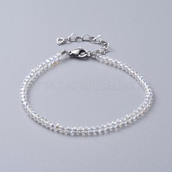 多面カットガラスビーズのブレスレット  304ステンレススチール製金具付き  ミックスカラー  7-1/4インチ（18.3cm）  3mm&nbsp;BJEW-JB04593