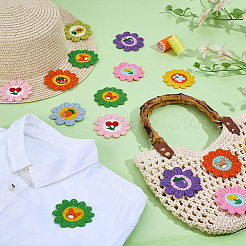 50Pcs 10 Colors Sunflower Polyester Embroider Thread Sew On Patches&nbsp;PATC-PH0001-45