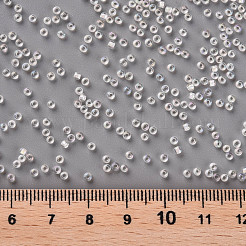 11/0 FGBグレードA透明ガラスシードビーズ  内側の色  ABカラーメッキ  雪  2.3x1.5mm  穴：1mm  約5380/50g&nbsp;X-SEED-N001-E-436