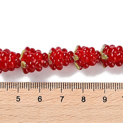 手作りランプワークビーズ連売り  ラズベリー  ファイヤーブリック  12.5x12.5mm  穴：1.4mm  約20個/連  9.84''（25センチメートル）&nbsp;LAMP-Q036-05C