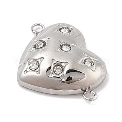 304 Stainless Steel Micro Pave Clear Cubic Zirconia Connector Charms&nbsp;STAS-S131-16P