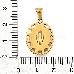 金色の304ステンレススチールペンダント  シェルと  ハートのある中空の楕円形  文字W  23x16.5x2mm  穴：5.5x3mm&nbsp;STAS-K300-02G-W