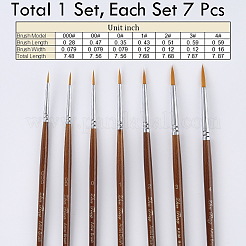 ナイロンネイルアートライナーブラシ7本  描画線ペン  木製ハンドル付き  チョコレート  195~205x4~5mm&nbsp;AJEW-WH20022-77