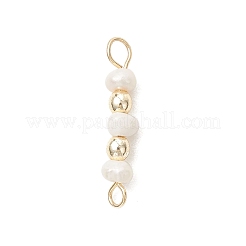 Natural Cultured Freshwater Pearl Potato with Round Electroplate Synthetic Non-magnetic Hematite Beaded Connector Charms&nbsp;PALLOY-JF04854-02