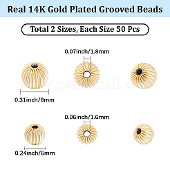 100Pcs 2 Styles Brass Grooved Beads&nbsp;KK-BBC0028-38