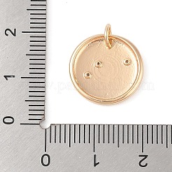 透明なキュービックジルコニアペンダント付き真鍮  丸カン付き  フラットラウンド  牡羊座  15.5x2mm  穴：3.5mm&nbsp;KK-N256-24A-G