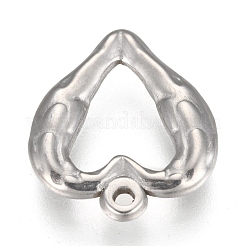変色しない304ステンレススチールオープンペンダント  翼とハート  ステンレス鋼色  19.5x18x3mm  穴：1.8mm&nbsp;STAS-I105-09P-A