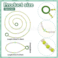 2Pcs Glass & Acrylic & Glass Seed Phone Strap&nbsp;HJEW-PH02157