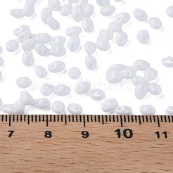 不透明光沢チェコガラスシードビーズ  2穴  オーバル  ホワイトスモーク  5x3.5x2.5mm  穴：0.9mm  約500 G /袋&nbsp;SEED-N004-005-D01