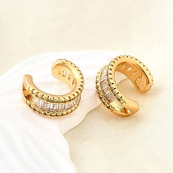 Brass Micro Pave Clear Cubic Zirconia Cuff Earrings&nbsp;EJEW-F370-37G