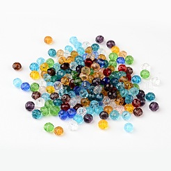 カット加工ロンデル透明ガラスビーズ  ミックスカラー  6x4mm  穴：1mm&nbsp;GLAA-R152-6mm-M1