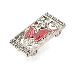 Brass Crystal Rhinestone Rectangle with Leaf Multi-Strands Links&nbsp;KK-P306-16P