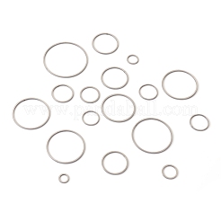 変色しない120個12スタイルの304ステンレススチールリンキングリング  丸いリング  ステンレス鋼色  8~37x1mm  内径：5.5~35mm  10個/スタイル&nbsp;STAS-CD0001-29