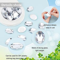 粘着式アクリルラインストーンステッカー30枚。  DIYの装飾や工芸品  多面カット  オーバル  透明  40x30x6.5mm&nbsp;FIND-FG0001-94B