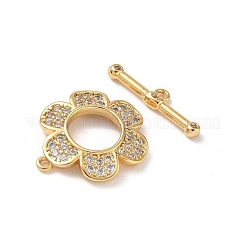Brass Micro Pave Clear Cubic Zirconia Toggle Clasps&nbsp;KK-D504-08G