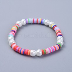 Handmade Polymer Clay Heishi Beads Kids Stretch Bracelets&nbsp;BJEW-JB04326-M