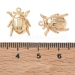 真鍮製チャーム  カブトムシのチャーム  18KGP本金メッキ  15x12x4mm  穴：1mm&nbsp;KK-CBA61F8-03G