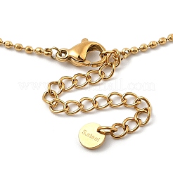 Ion Plating(IP) 304 Stainless Steel Cubic Zirconia Teardrop & Flat Round Bib Ball Chain Necklaces for Women&nbsp;NJEW-F328-11G-03