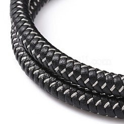 304ステンレススチールのマグネット留め金付きブラックマイクロファイバー編みコード8-1/2連ブレスレット  男性女性のためのパンクリストバンド  ミックスカラー  21.5インチ（[2]cm）&nbsp;BJEW-P275-18