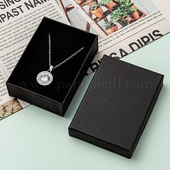 厚紙のネックレス箱  内部のスポンジ  長方形  ブラック  9x6.5x2.8cm&nbsp;X-CBOX-S008-04