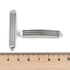 304ステンレススチールコネクタチャーム  湾曲バー  変色しない  ステンレス鋼色  45x7x5mm  穴：1.2mm&nbsp;STAS-M090-07P