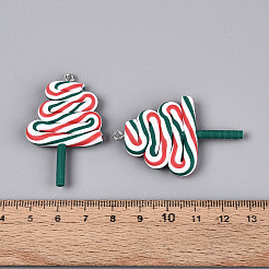 手作り樹脂粘土ペンダント  クリスマスツリー  鉄ループ付き  グリーン  47~48x28.5~31.5x5~5.5mm  穴：2mm&nbsp;CLAY-N013-32A-02