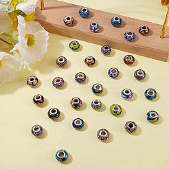 34個17色手作りポリマークレイヨーロピアンビーズ  大穴ビーズ  ロンデル  ミックスカラー  13~16x8~11mm  穴：4.5~5mm  2個/カラー&nbsp;CLAY-SZ0001-52