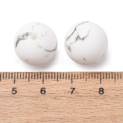 食品グレードの環境に優しいプリントシリコンビーズ  ラウンド  焦点ビーズ  ホワイト  ラウンド  15mm  穴：2mm&nbsp;SIL-A013-01A-08