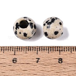 天然ダルメシアンジャスパーヨーロピアンビーズ  スムーズなラウンド  大穴ビーズ  10x8.5mm  穴：4mm&nbsp;G-Q607-02M