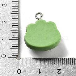 不透明樹脂ペンダント  プラチナメッキの鉄製ループ付き動物チャーム  カエル  21x18.5x8mm  穴：2mm&nbsp;RESI-B021-03B