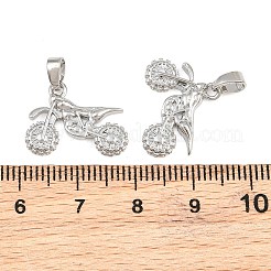 真鍮マイクロパヴェクリアキュービックジルコニアペンダント  バイクチャーム  プラチナ  14x18x2mm  穴：5x2mm&nbsp;CU-CBABDE1-04P