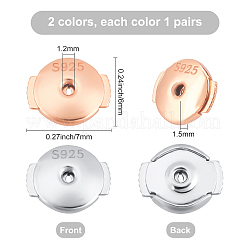 2ペア2色のスターリングシルバーのイヤリング  ピアスバックキャッチ  ゴールド＆ステンレス鋼色のバラ  6x7x1.5mm  穴：1.2mm  1対/カラー&nbsp;STER-CN0001-14B