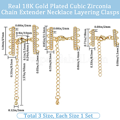 3 Sets 3 Style Brass Micro Pave Clear Cubic Zirconia Chain Extender&nbsp;KK-BBC0012-50