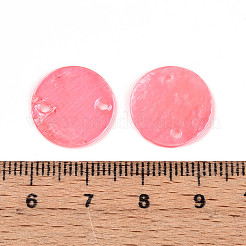 Dyed Natural Capiz Shell Disc Links Connector Charms&nbsp;SSHEL-WH0006-01A-2