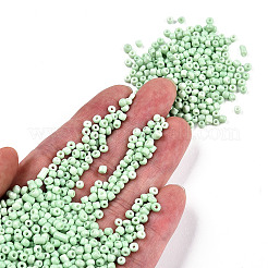 ベーキングペイントガラスのシードビーズ8/0  丸い穴  ラウンド  アクアマリン  3~3.5x2mm  穴：1~1.2mm  約10000個/ポンド&nbsp;SEED-R051-07B-08